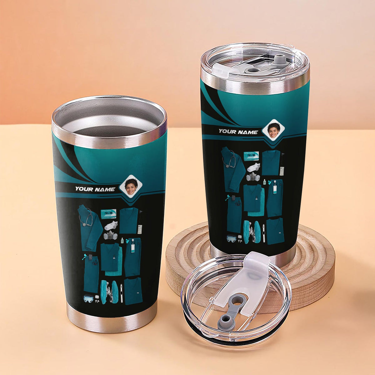 Personalized Photo Scrubs Tools Nurse Tumbler