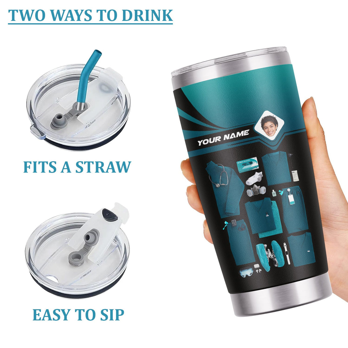 Personalized Photo Scrubs Tools Nurse Tumbler