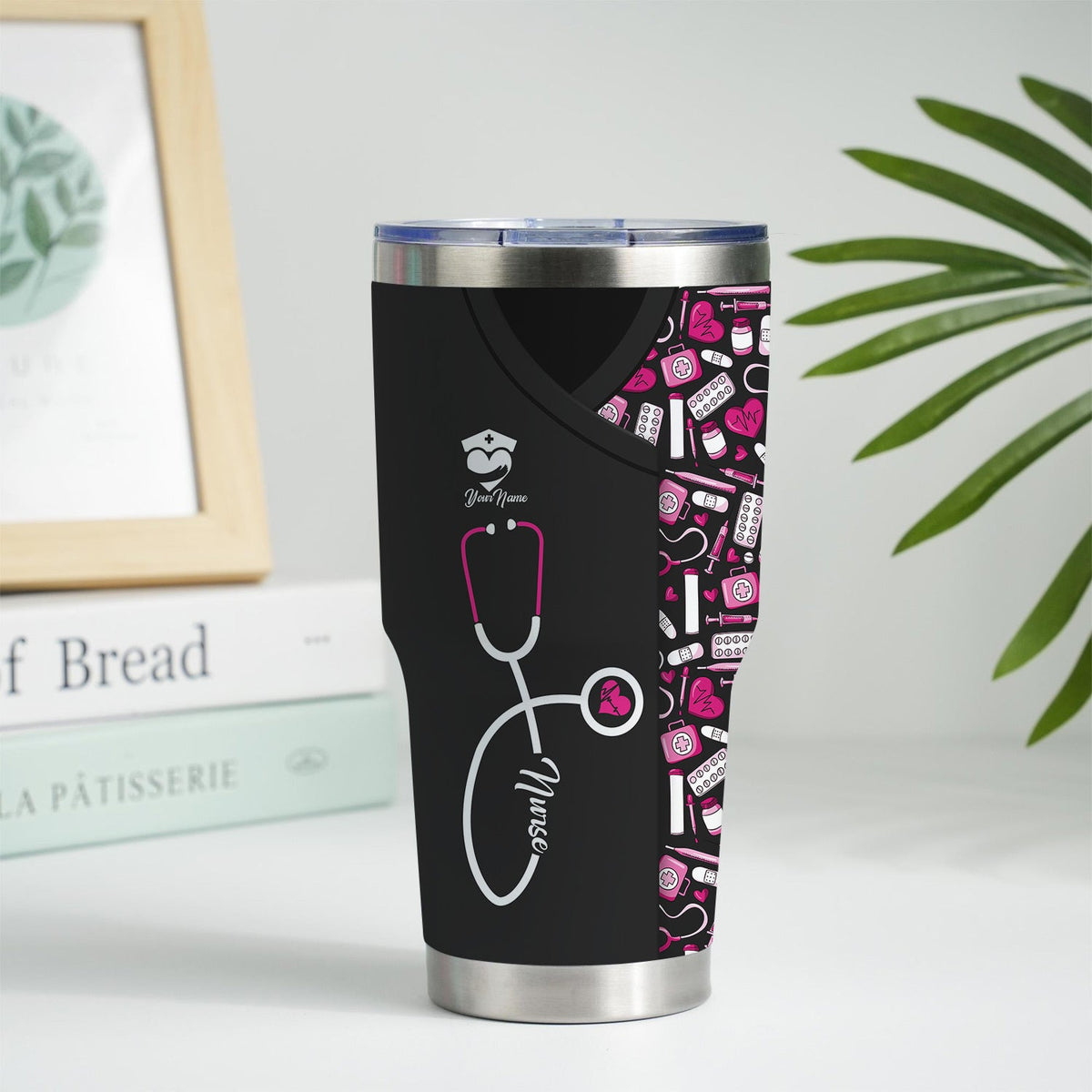 Personalized Stethoscope Medical Icons Nurse Tumbler