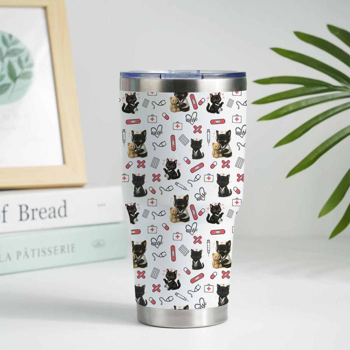 Personalized Black Kittens Cat Lover Nurse Tumbler