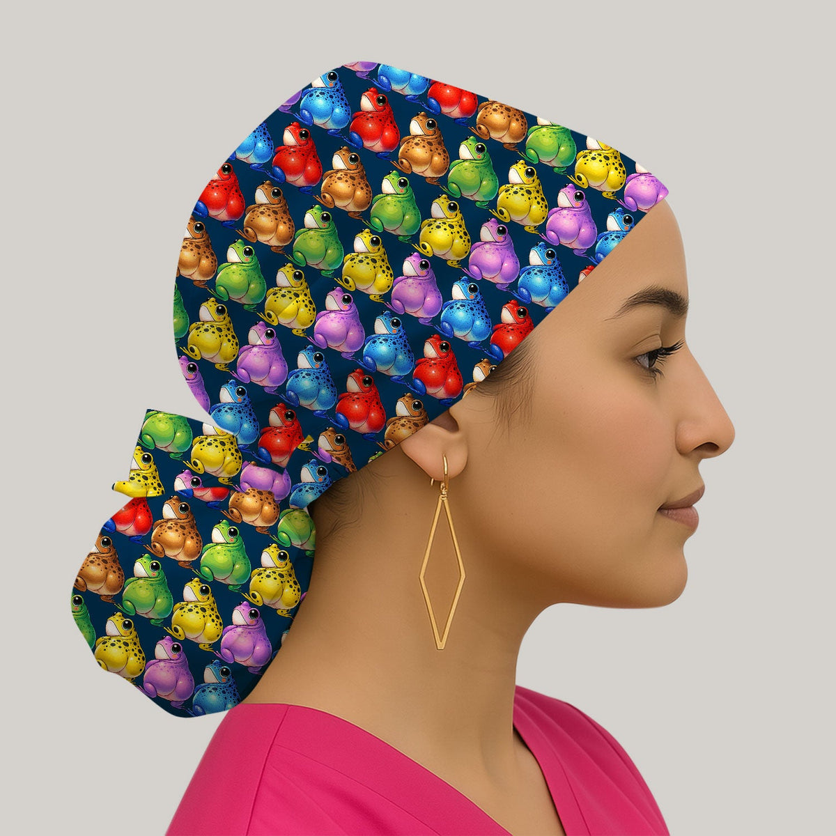 Colorful Frogs Scrub Cap