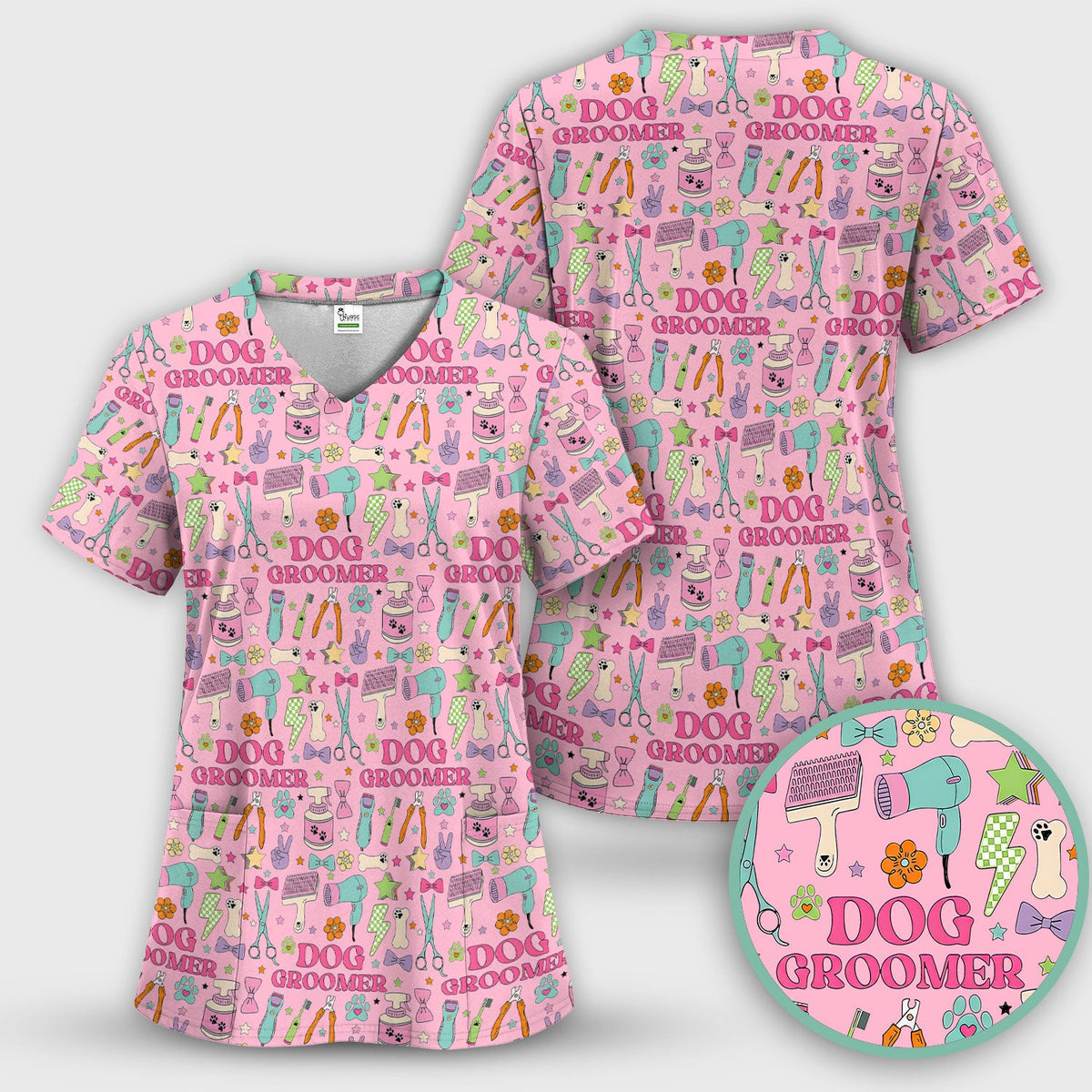 Dog Groomer Tools Nurse Scrub Set