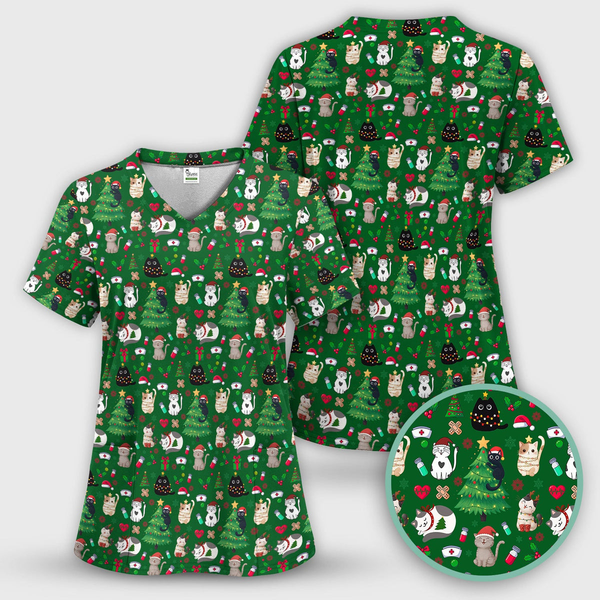 Christmas Pet Nurse Scrub Top