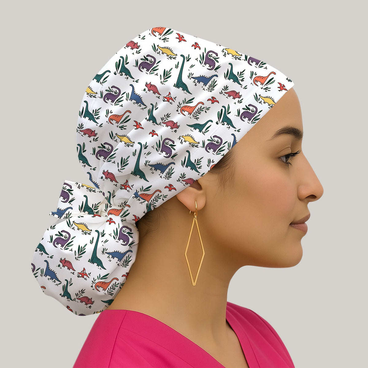 Dinosaur Leafy Garden Scrub Cap