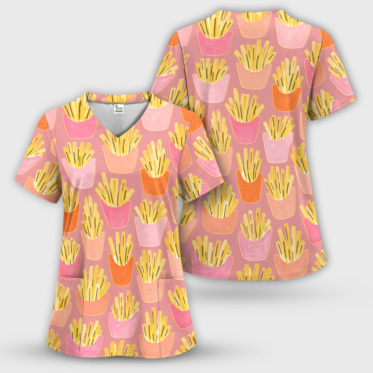 French Fries Nurse Scrub Top