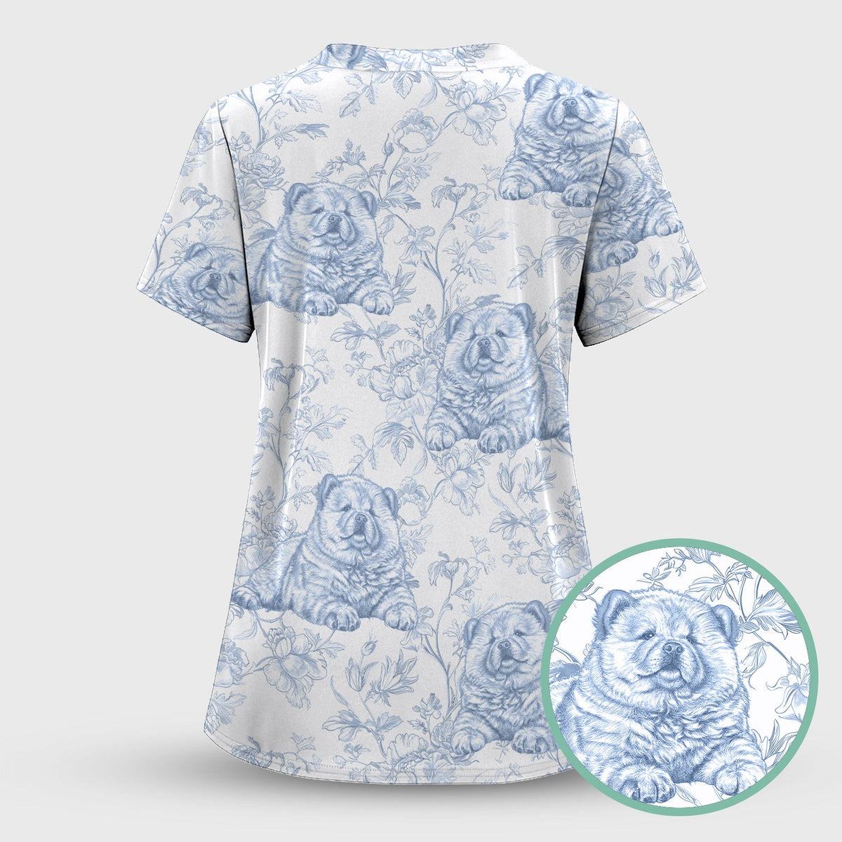 Dog Cat Chinoiserie Nurse Scrub Set