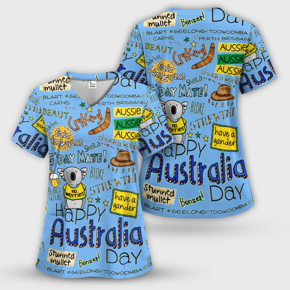 Koala Australia Nurse Scrub Top