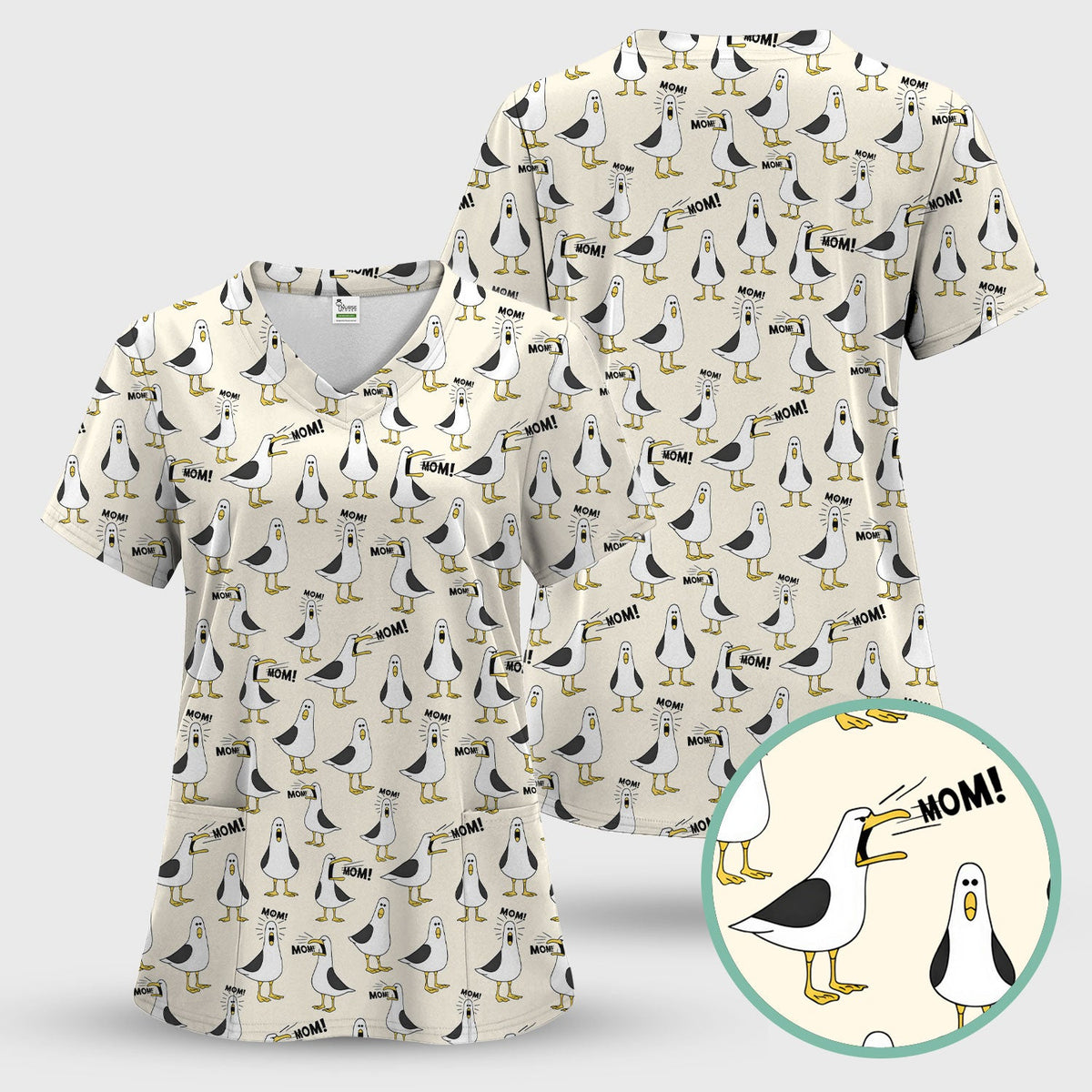 Seagull Mom Nurse Scrub Top