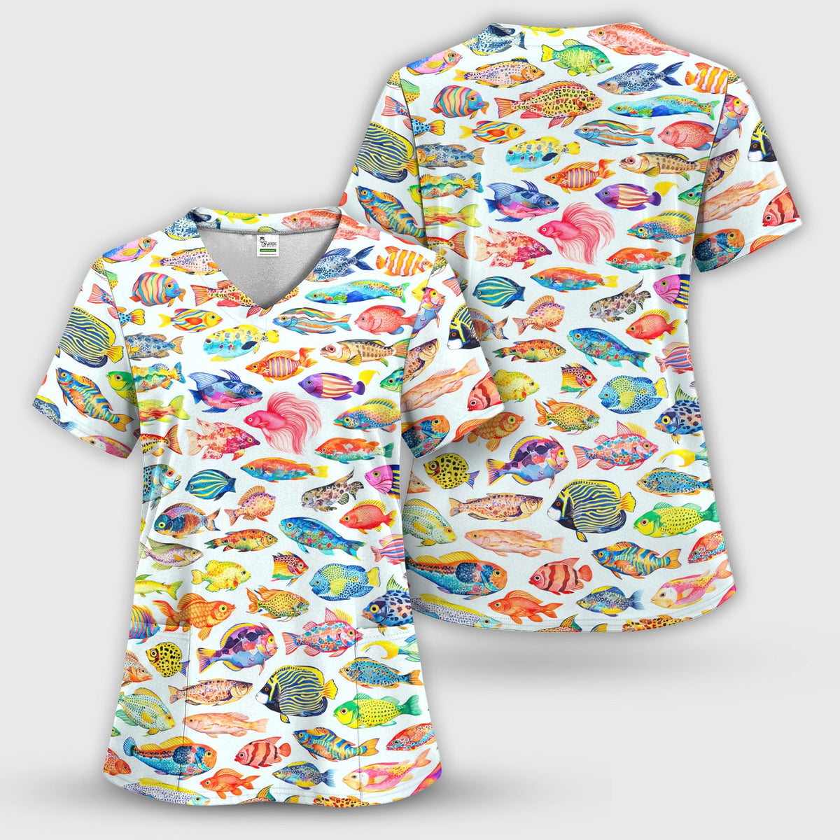 Colorful Tropical Fish Nurse Scrub Set