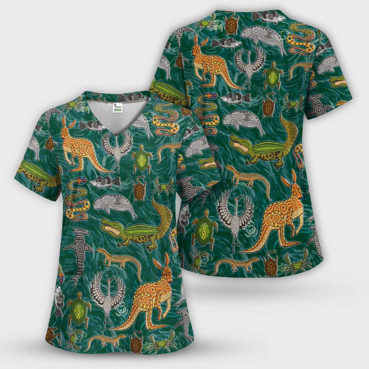Crocodile Turtle Snake Nurse Scrub Set