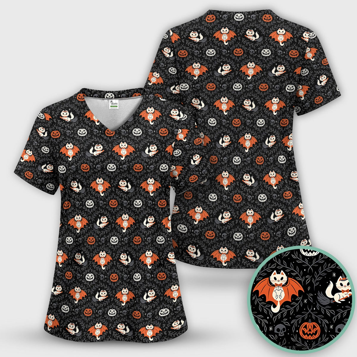 Halloween Vampire Cat Nurse Scrub Set