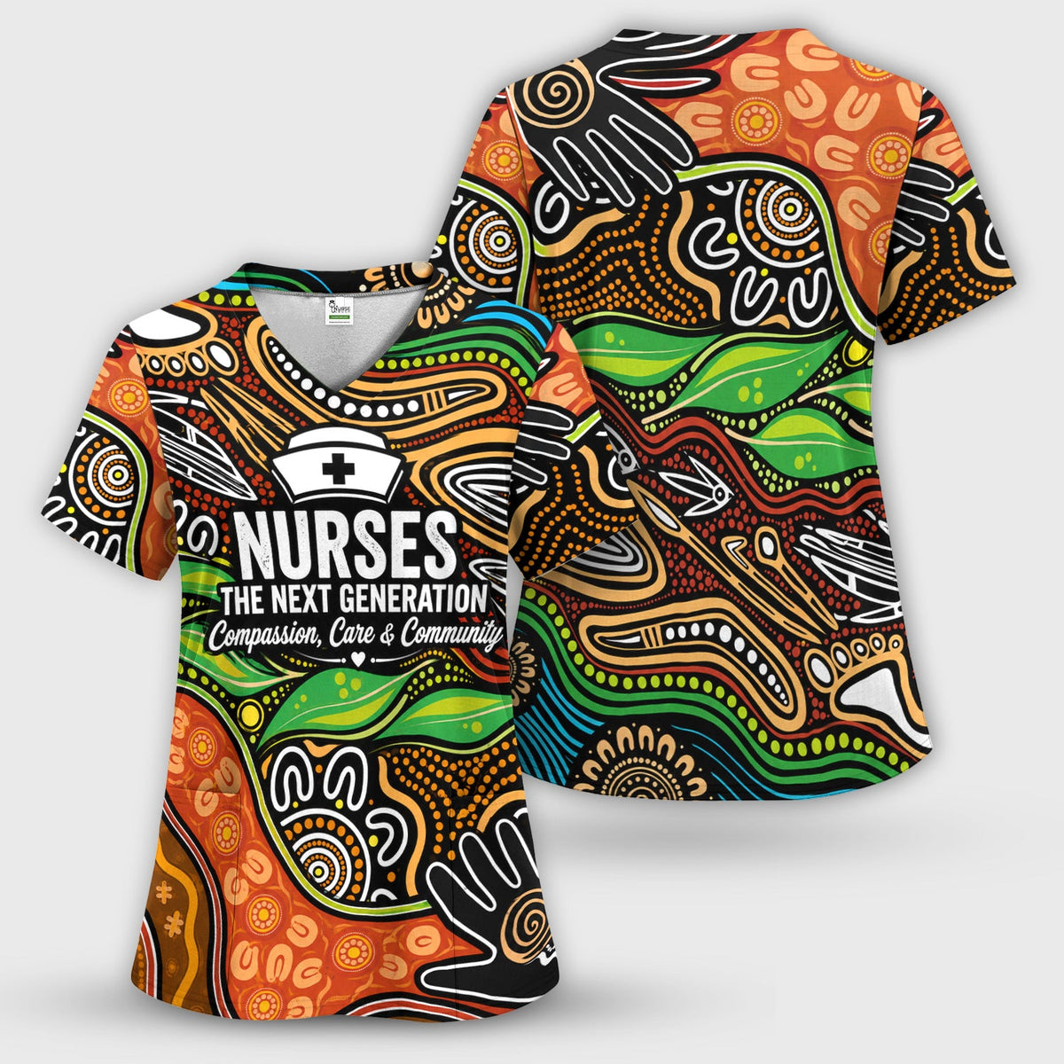 Dot Art Nurse Quote Scrub Top