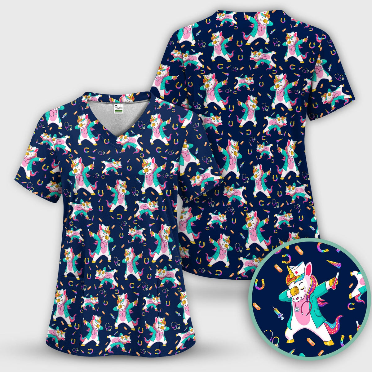 Unicorn Dance Nurse Scrub Set