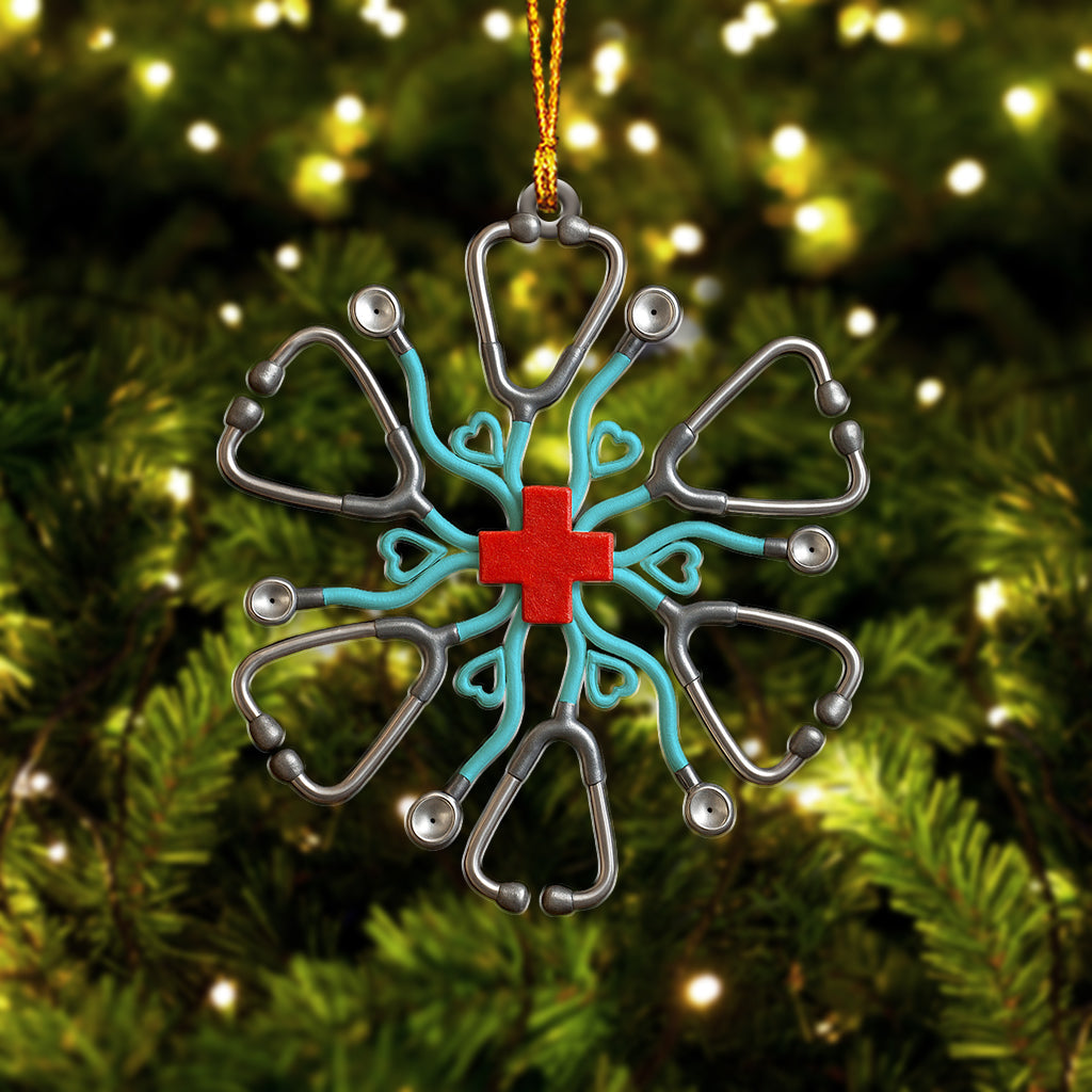 Personalized Stethoscope Snowflake Christmas Nurse Ornament
