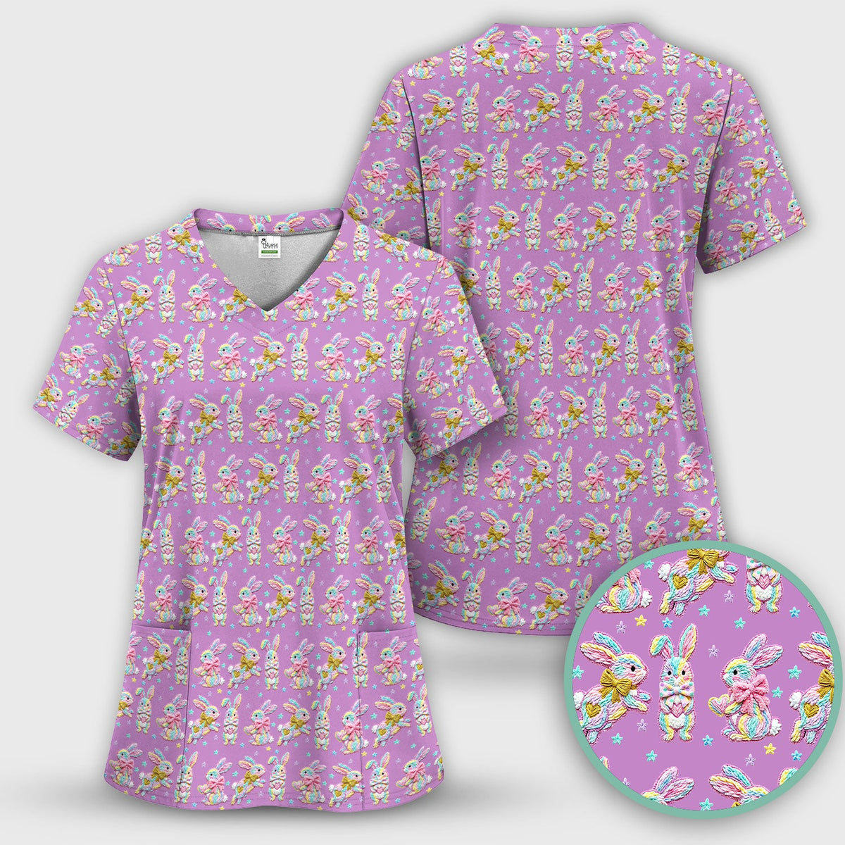 Cartoon Bunny Nurse Scrub Set