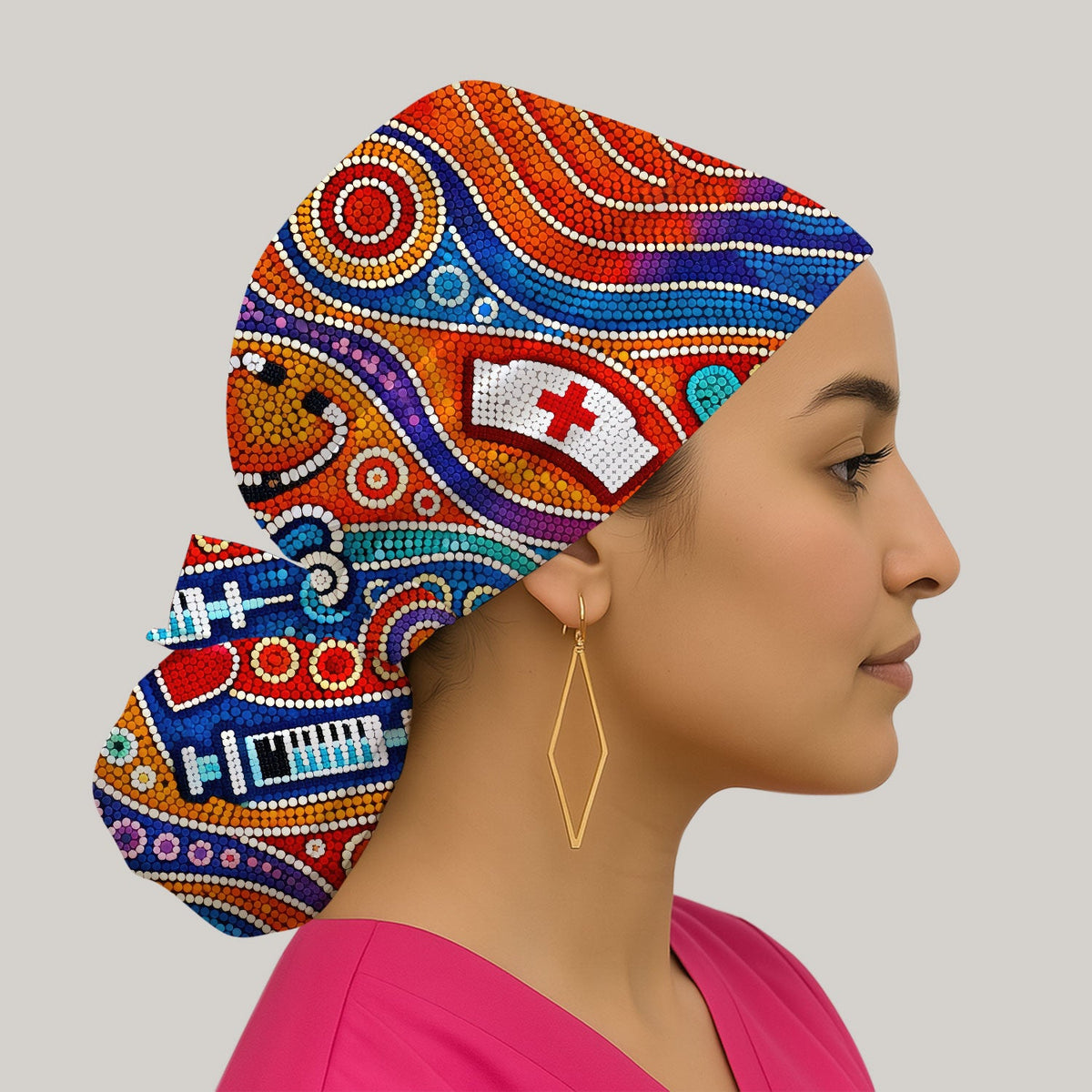 Aboriginal Dot Art Artistic Scrub Cap