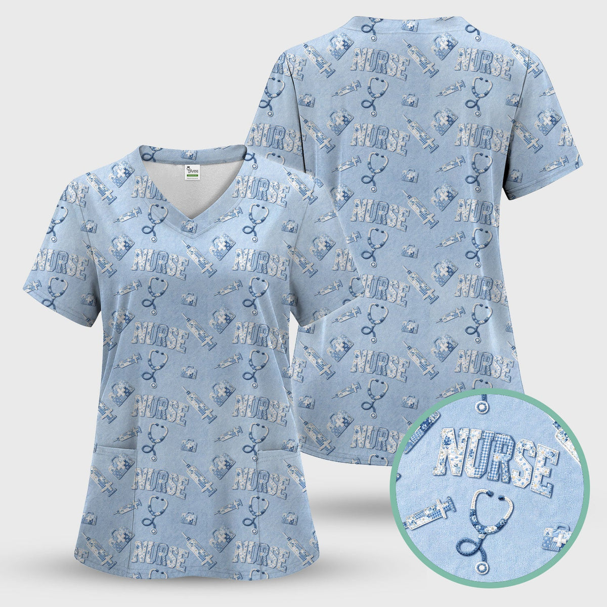 Blue Nurse Medical Scrub Set