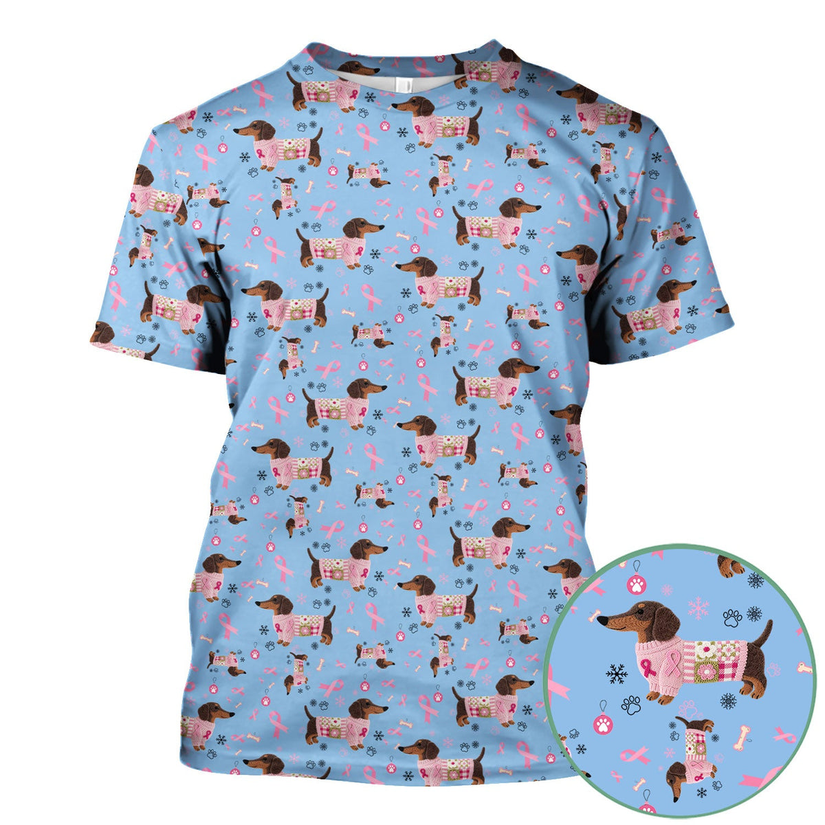 Pink Ribbon Dachshund Nurse Scrub Top