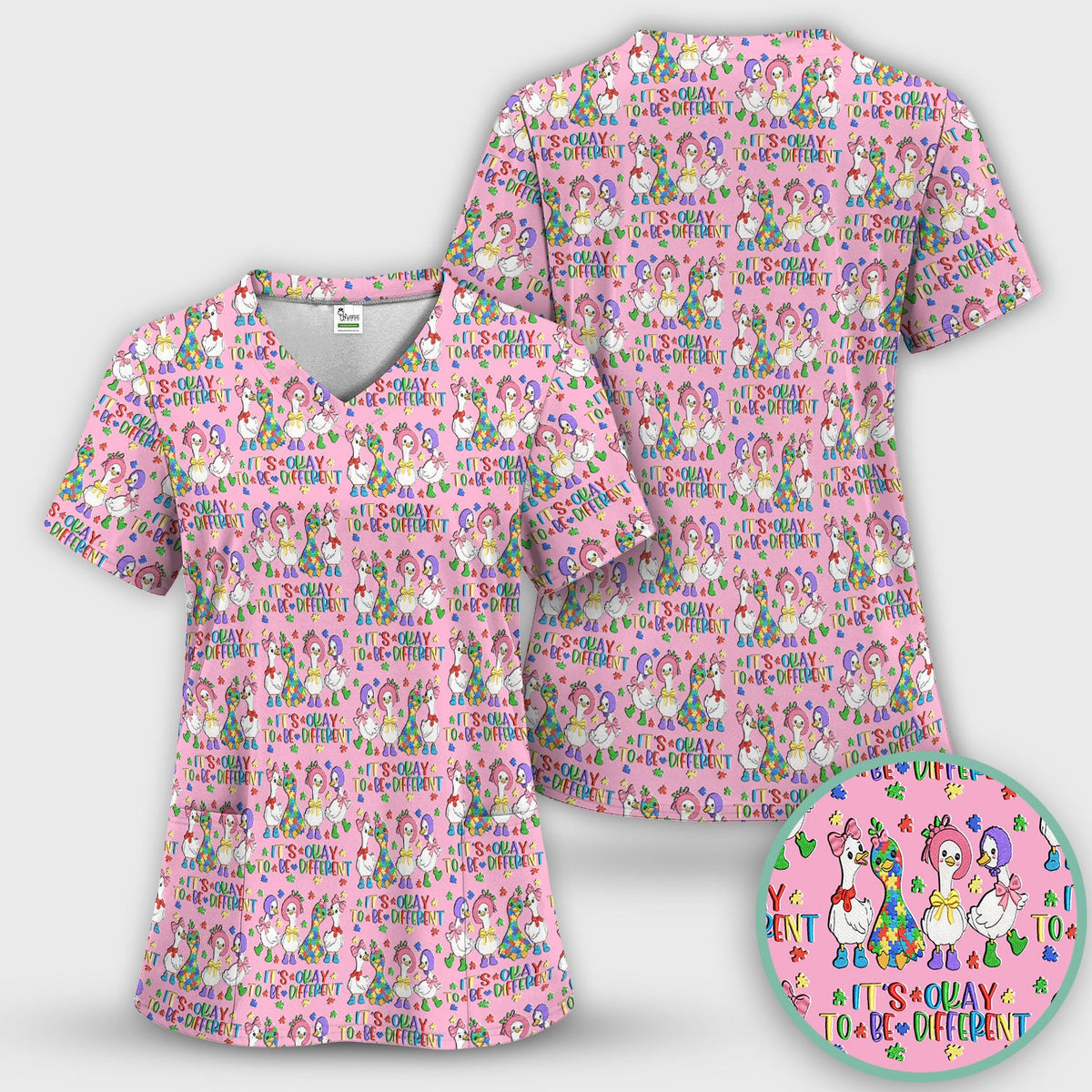 It's Okay To Be Different Duck Nurse Scrub Top
