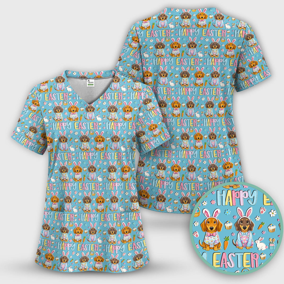 Dachshund Puppy Nurse Scrub Set - Easter Gift