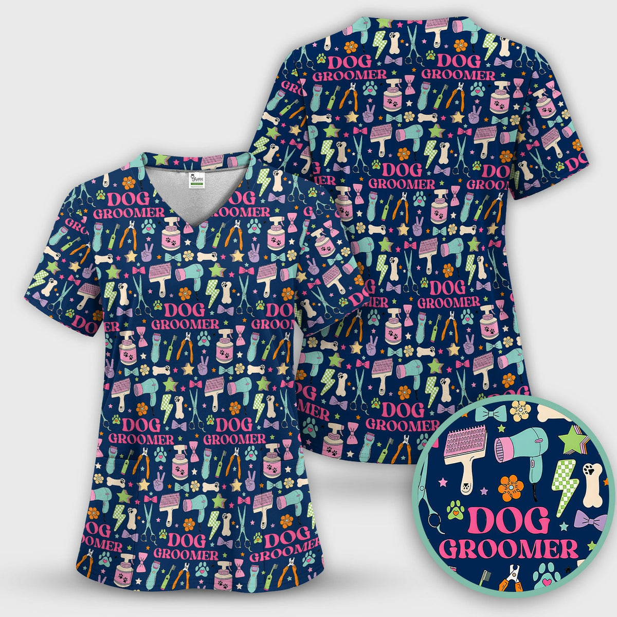 Dog Groomer Tools Nurse Scrub Set