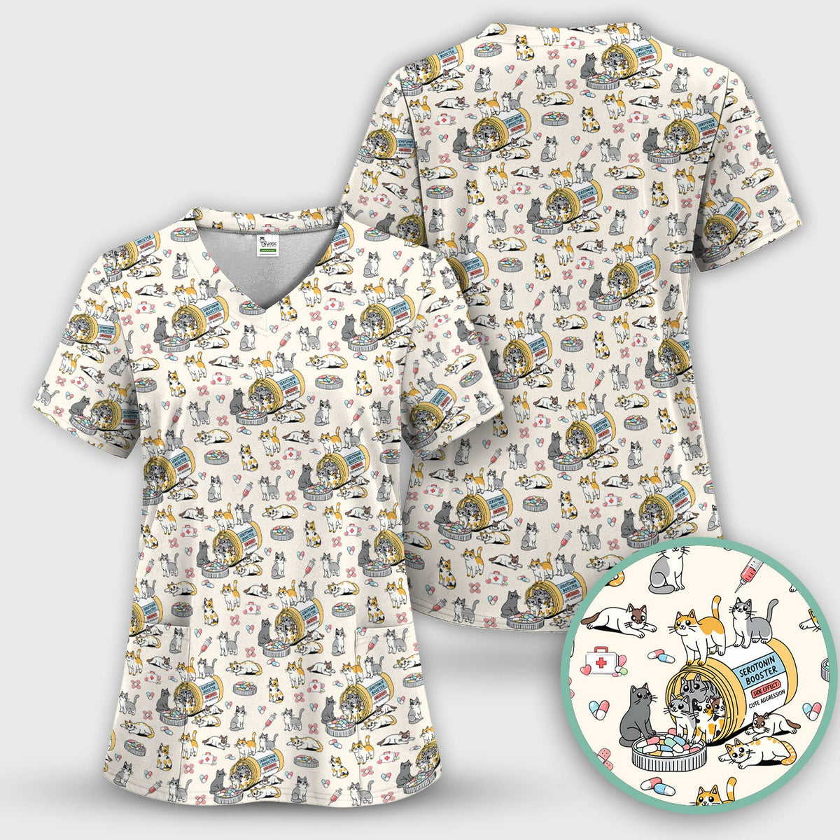 Cat Serotonin Booster Nurse Scrub Set