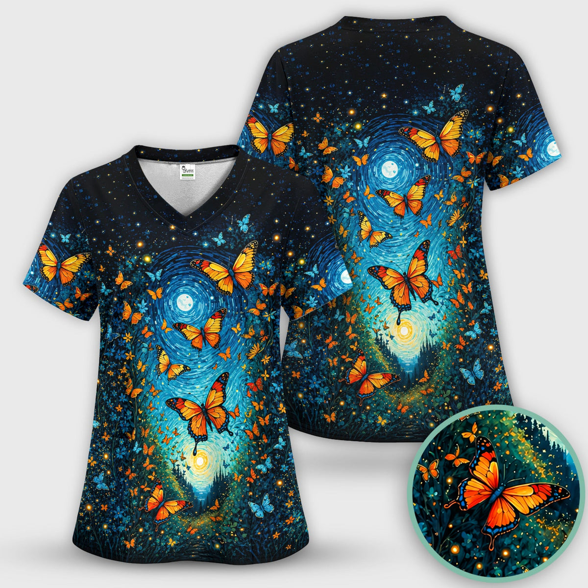 Moonlit Butterfly Nurse Scrub Set