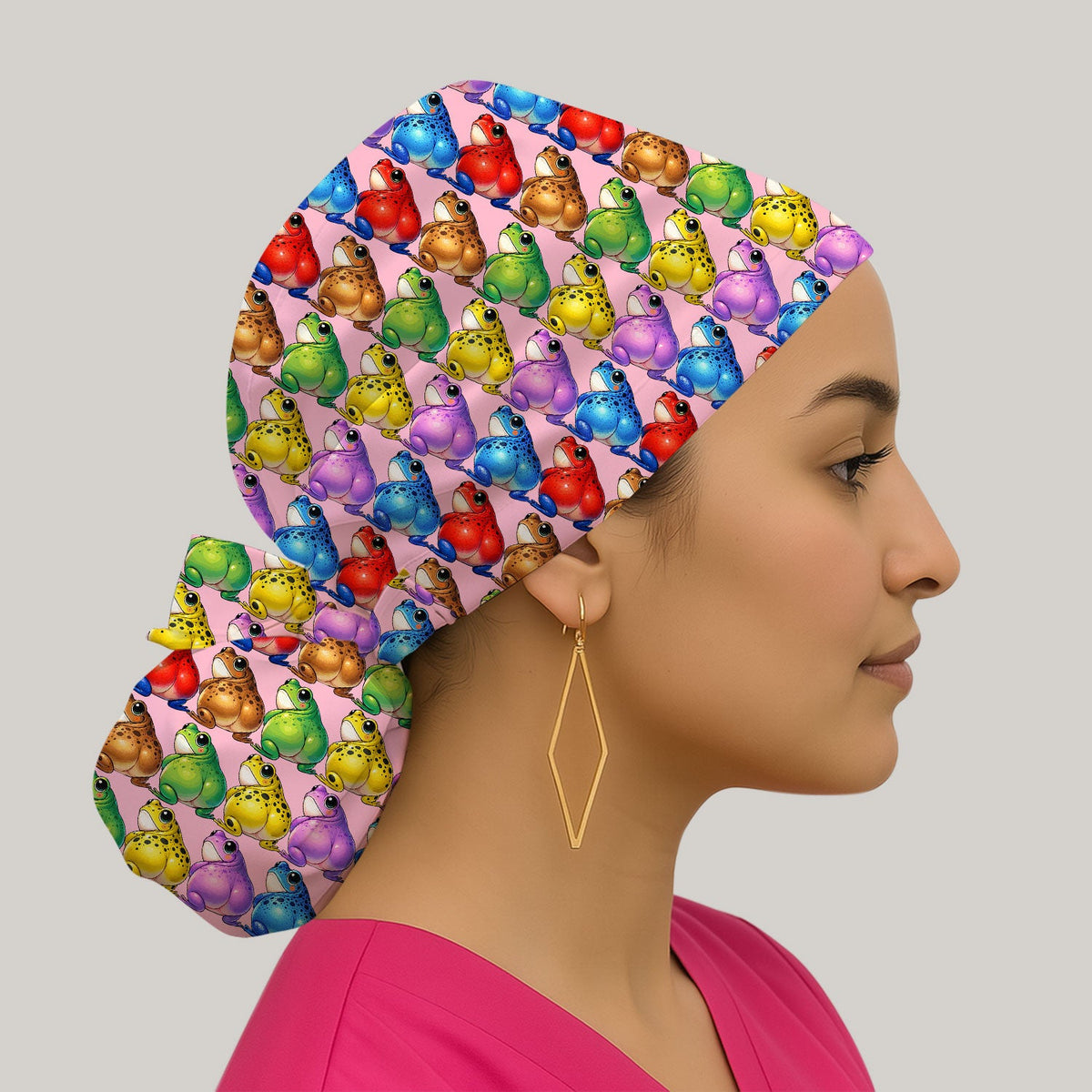 Colorful Frogs Scrub Cap