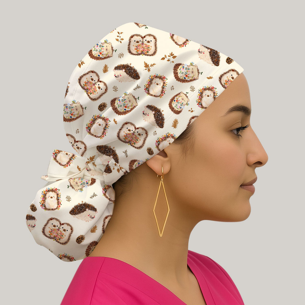 Hedgehog Floral Scrub Cap