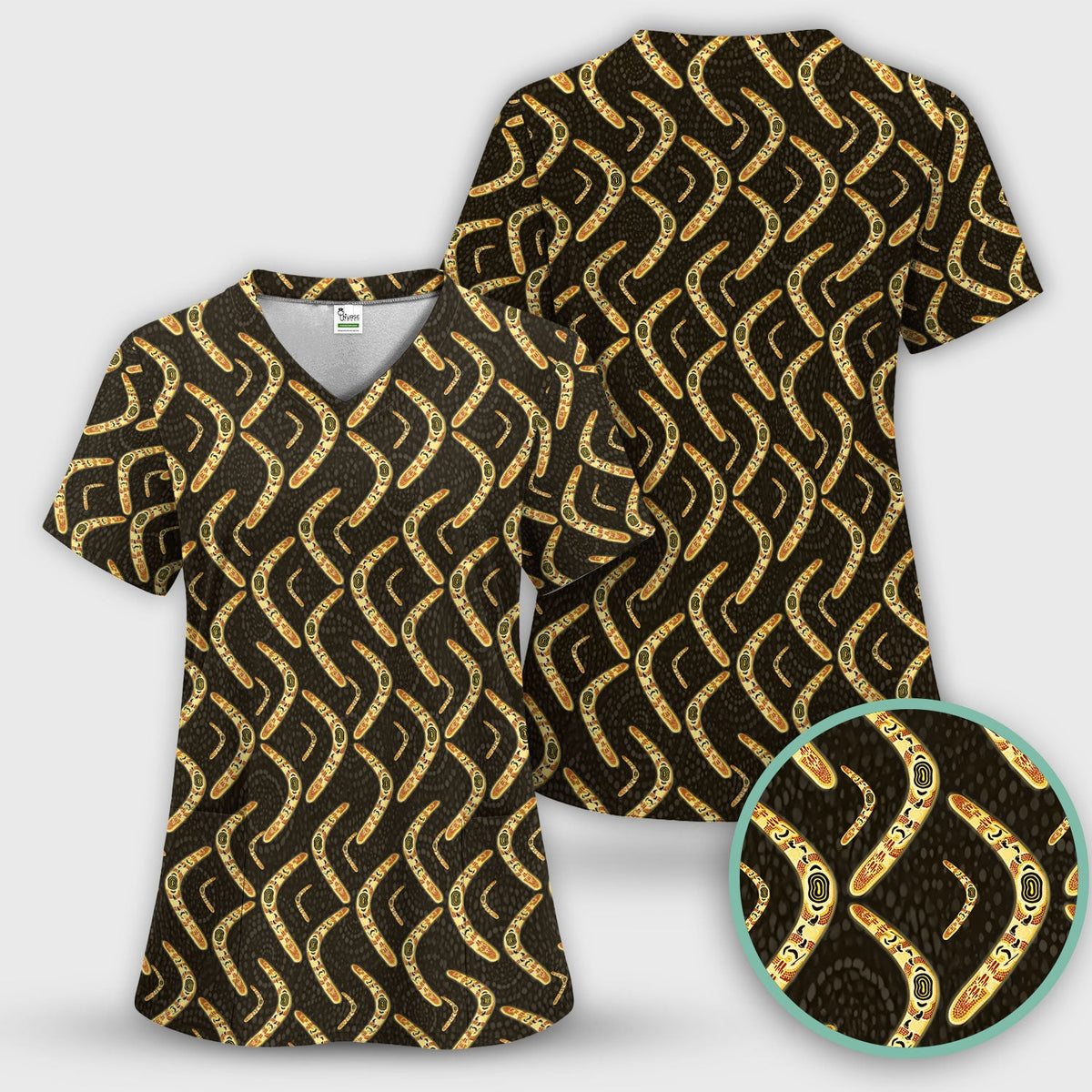 Aboriginal Boomerang Nurse Scrub Set