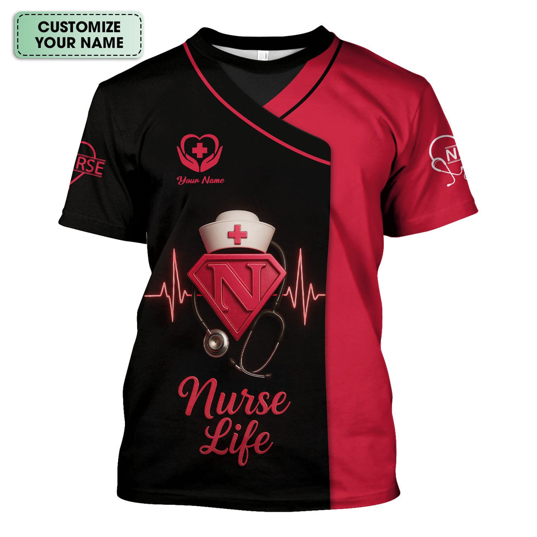 Personalized Superhero Heartbeat Nurse Shirt
