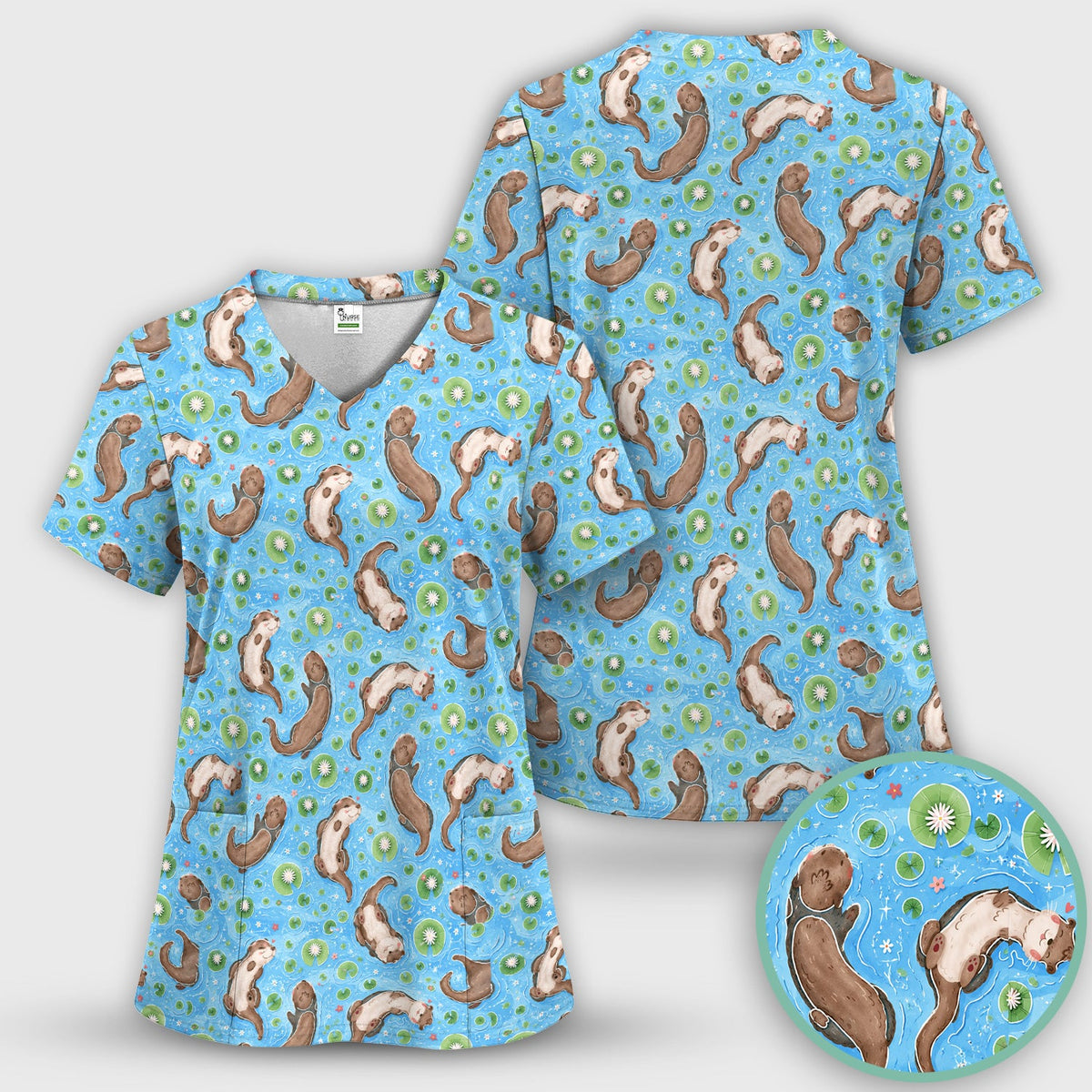 Otter Lily Pond Nurse Scrub Top