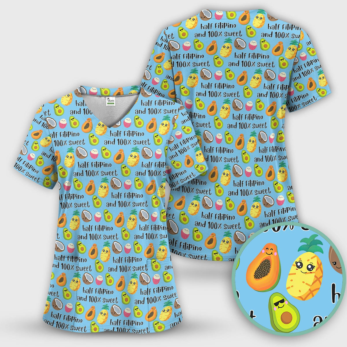 Avocado Fruit Filipino Quote Nurse Scrub Set