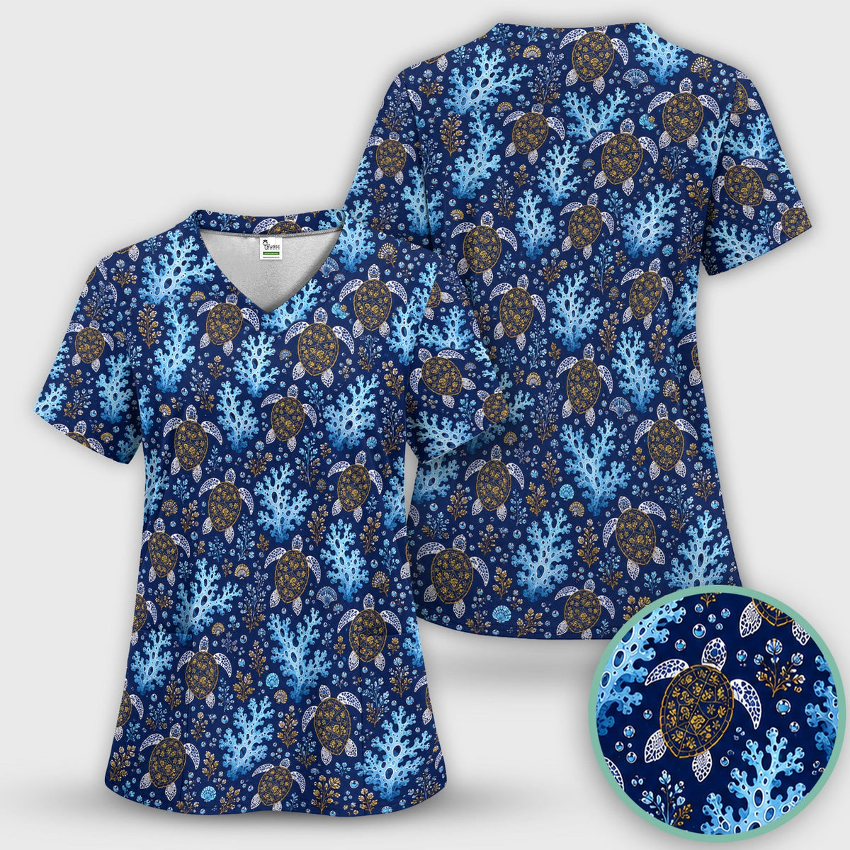 Ocean Turtle Coral Nurse Scrub Set