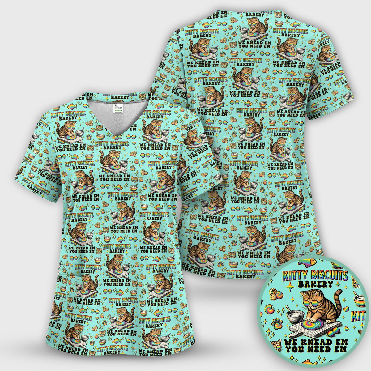 Pride Nurse Cat Baking Scrub Top