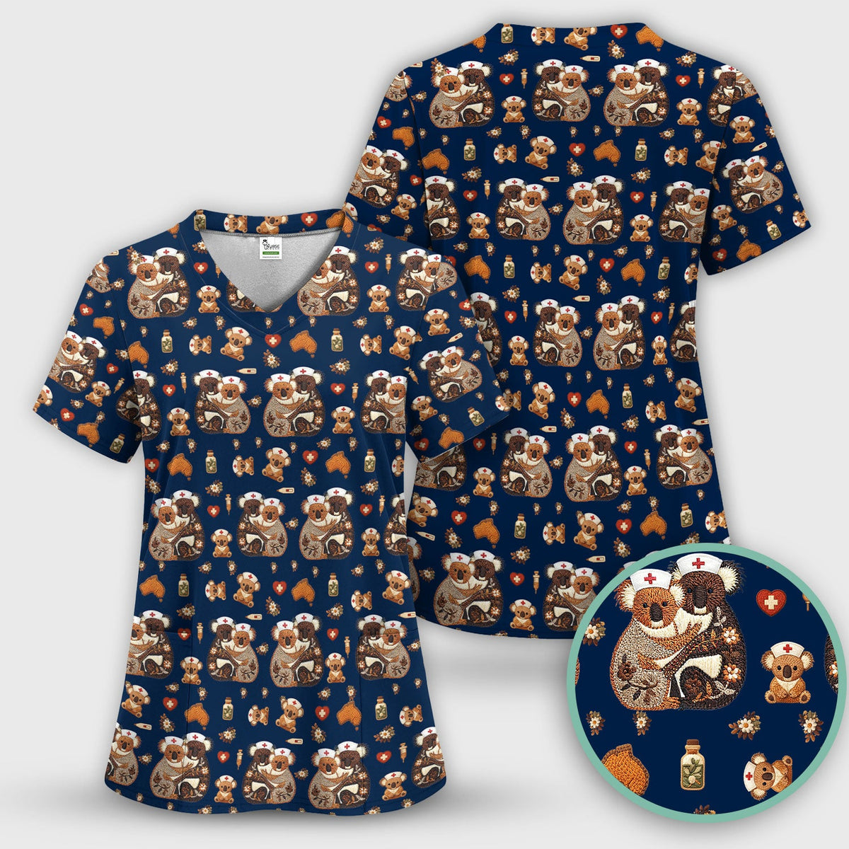 Koala Nurse Scrub Top - Valentines Day Gift
