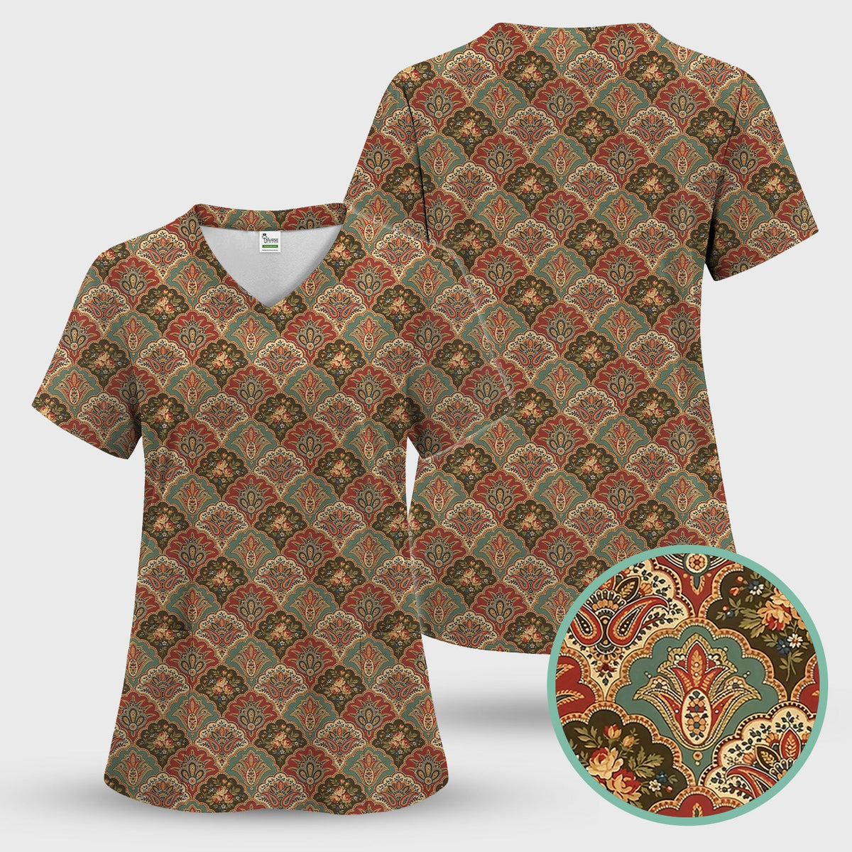 Vintage Floral Paisley Ornament Nurse Scrub Set