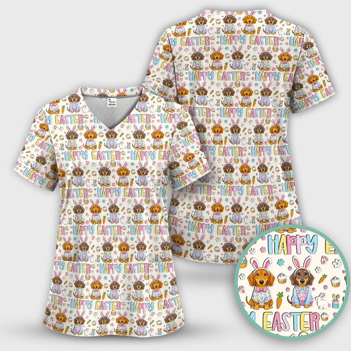 Dachshund Puppy Nurse Scrub Set - Easter Gift