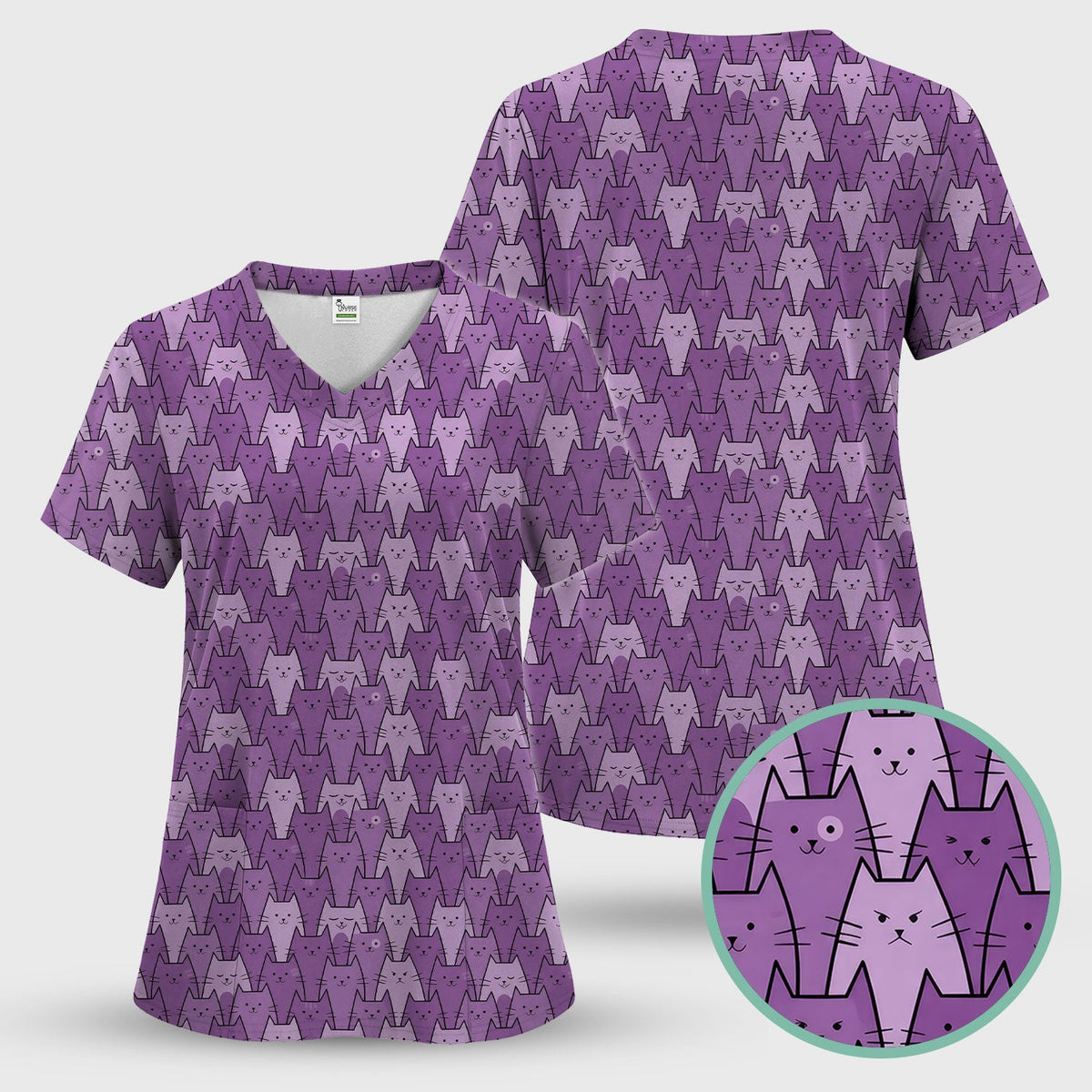 Purple Cats Nurse Scrub Set