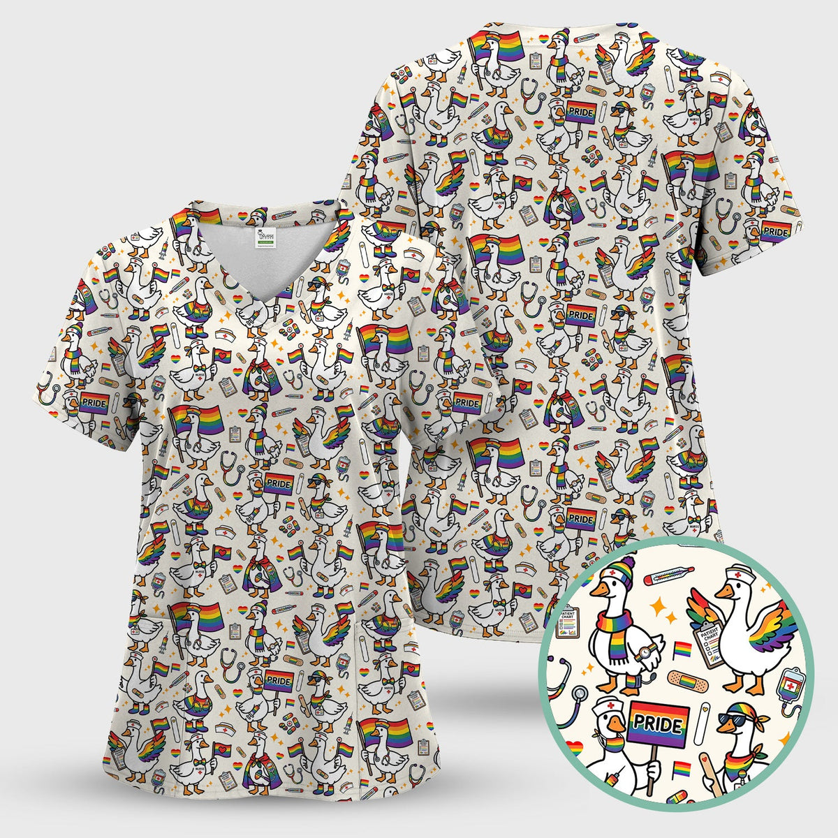 LGBT Pride Nurse Duck Scrub Set