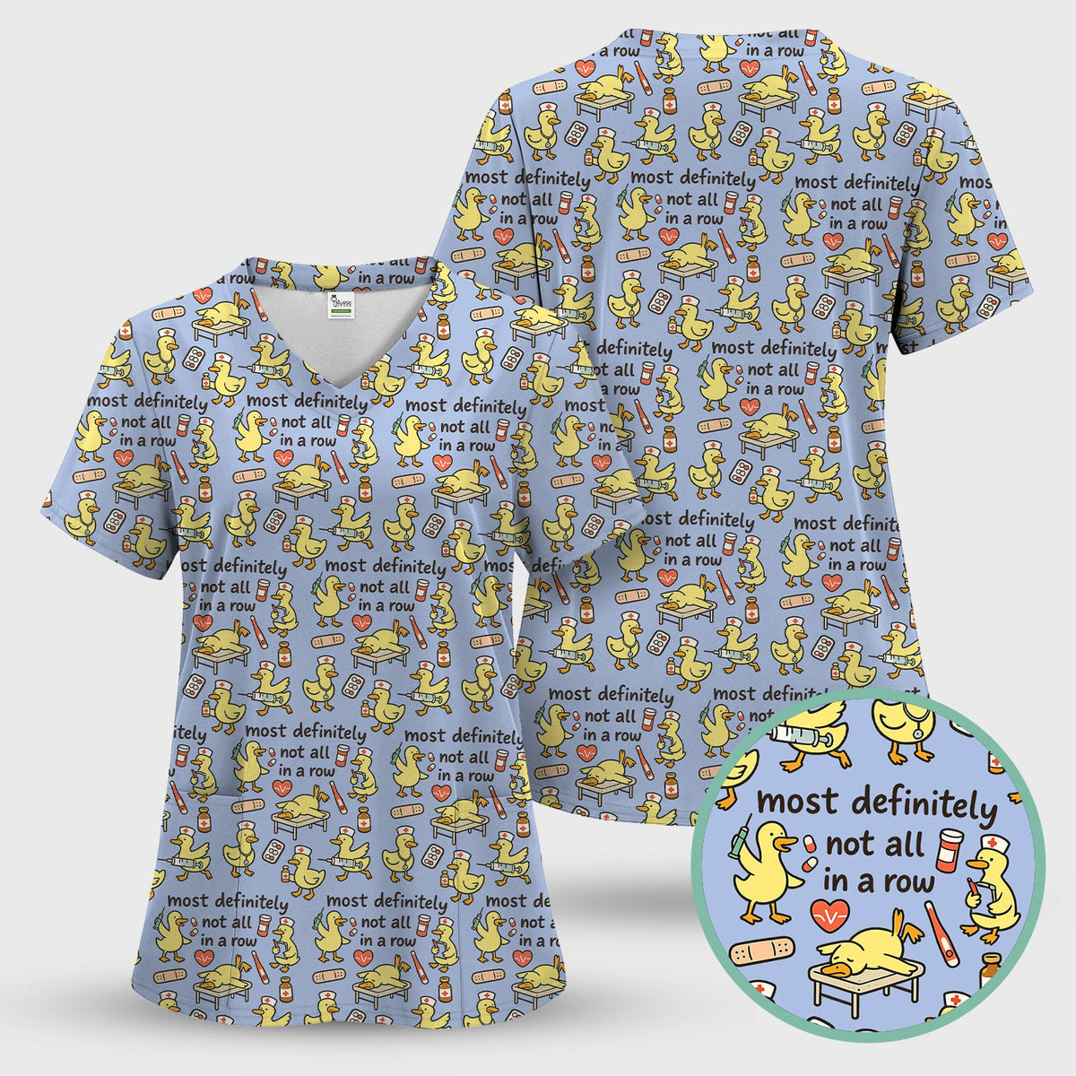 Funny Nurse Duck Medical Humor Pattern Scrub Top, Comfortable Scrubs for Nurses