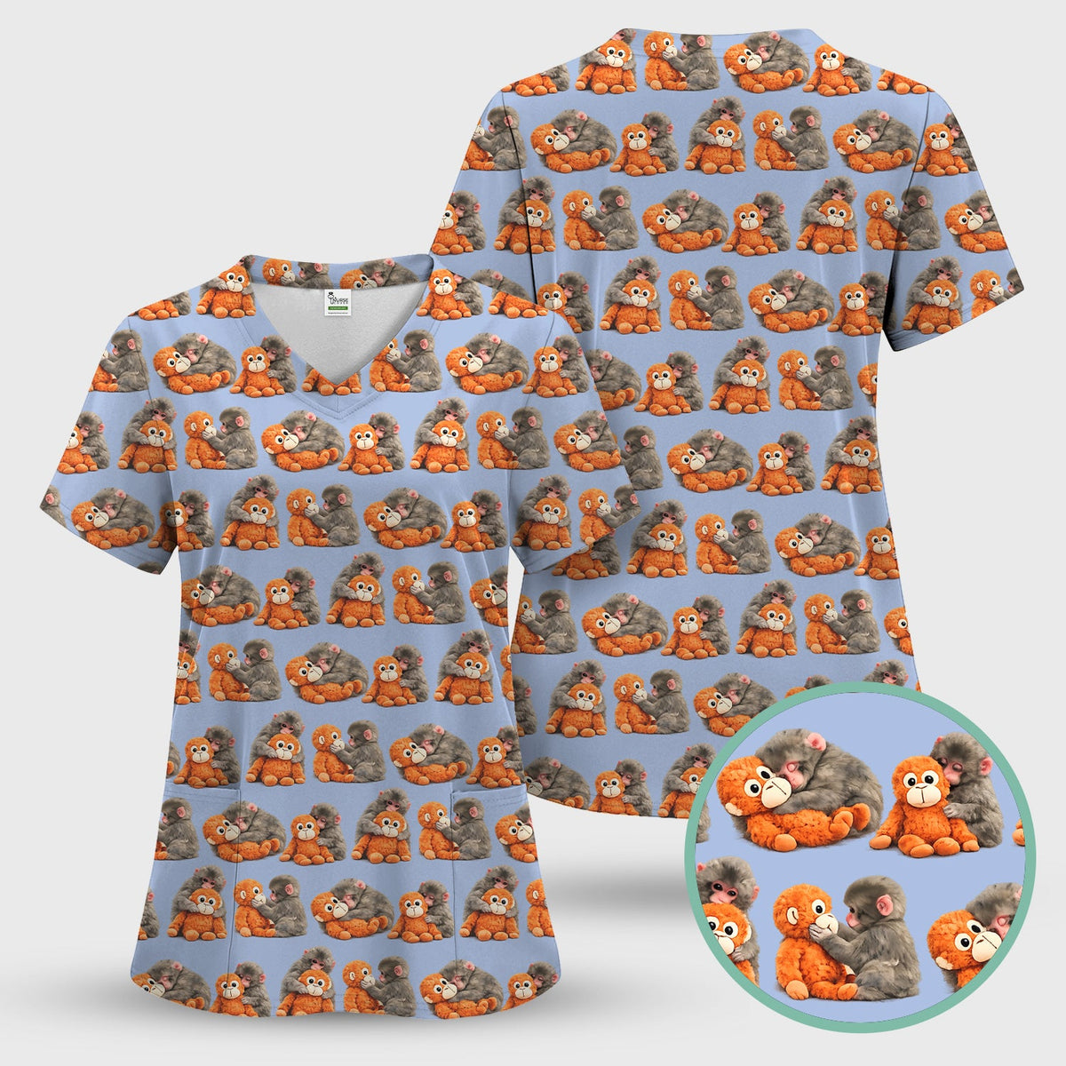 Cute Baby Monkey Plush Toy Nurse Scrub Set