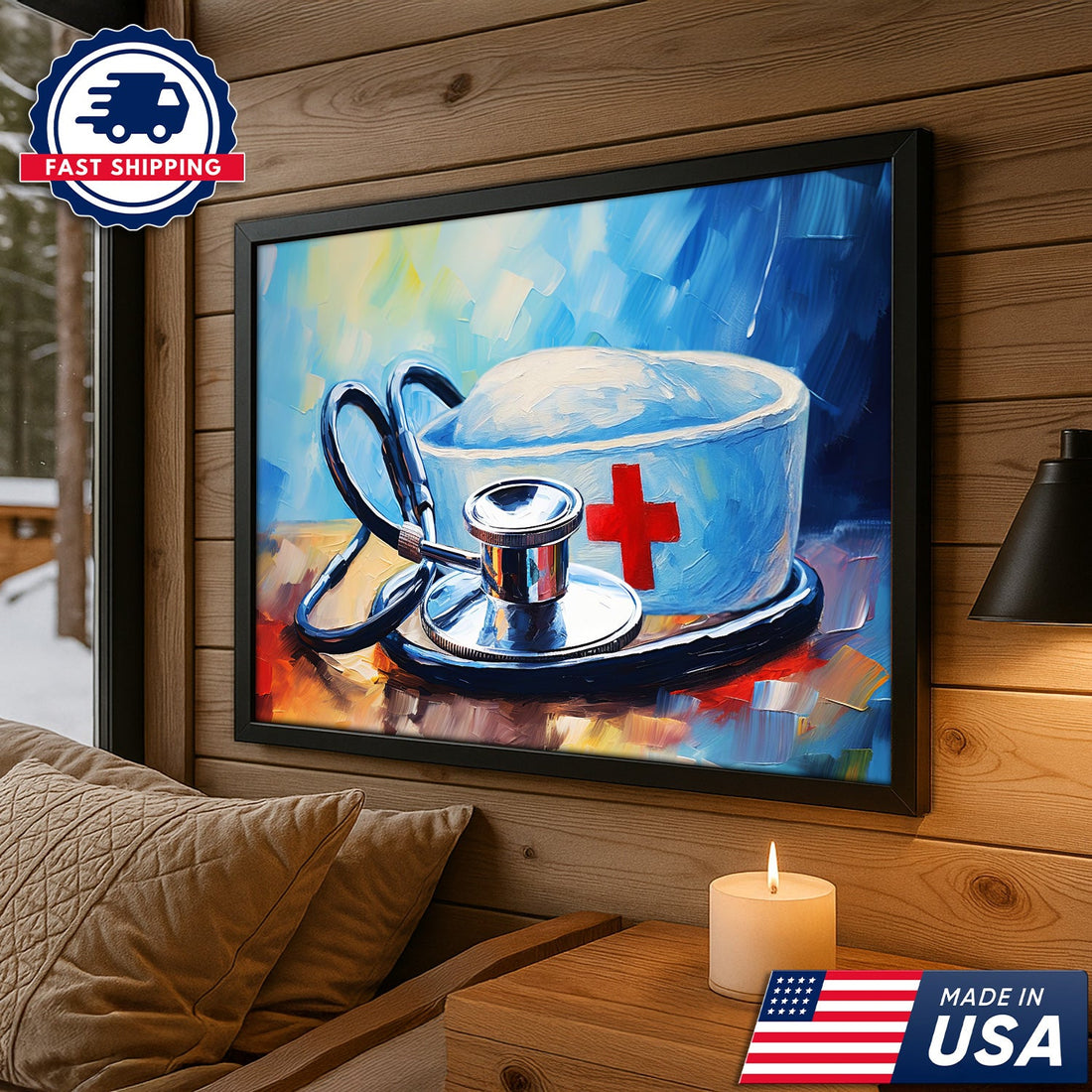 Nurse Hat And Stethoscope Canvas