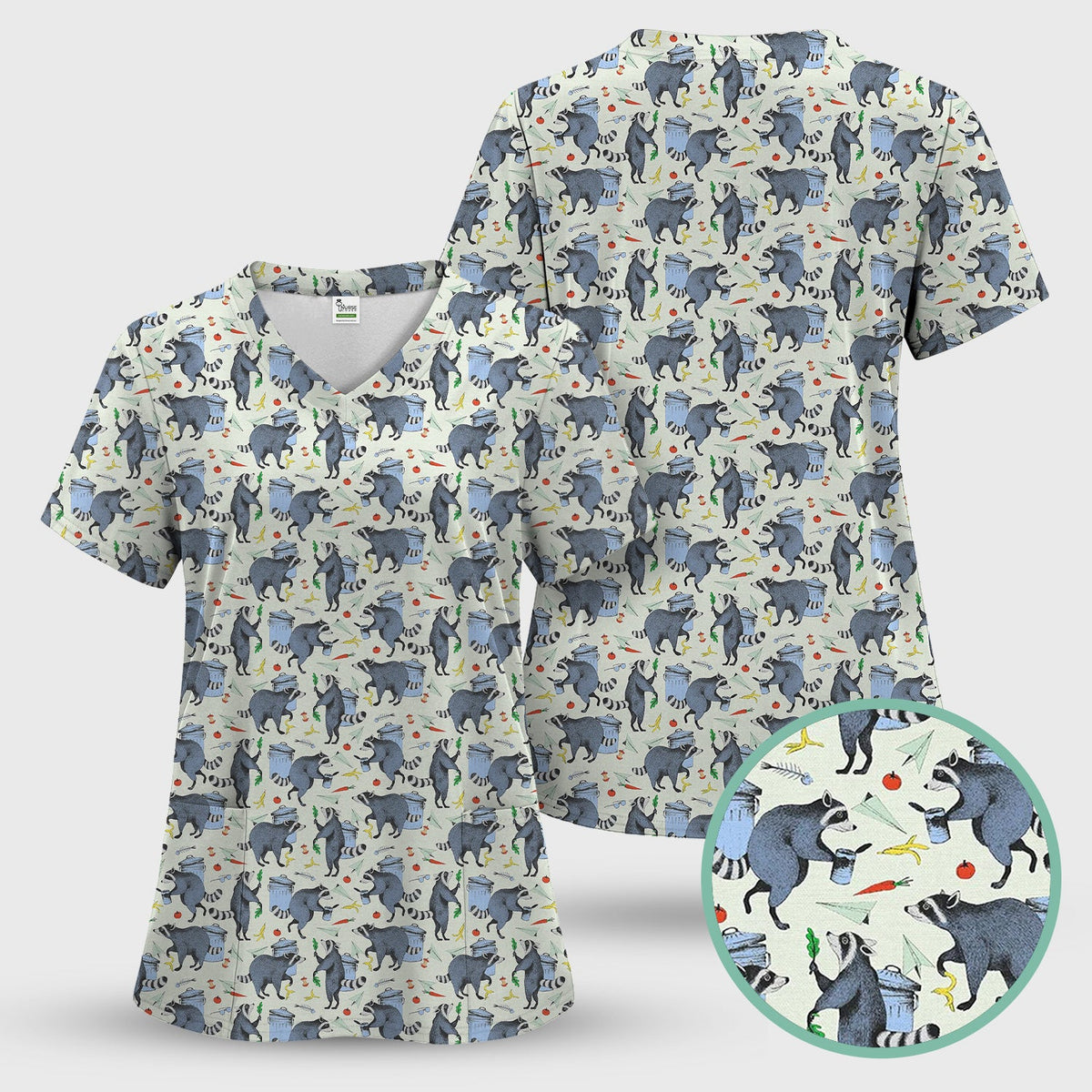 Raccoon Trash Nurse Scrub Set