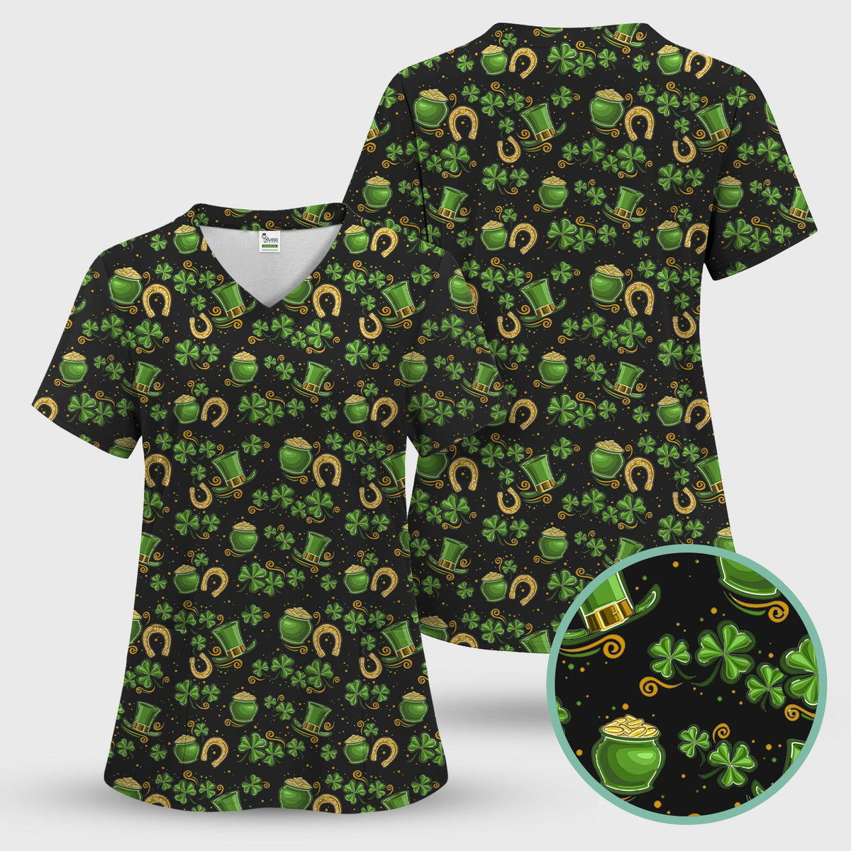 St Patrick Shamrock Nurse Scrub Set