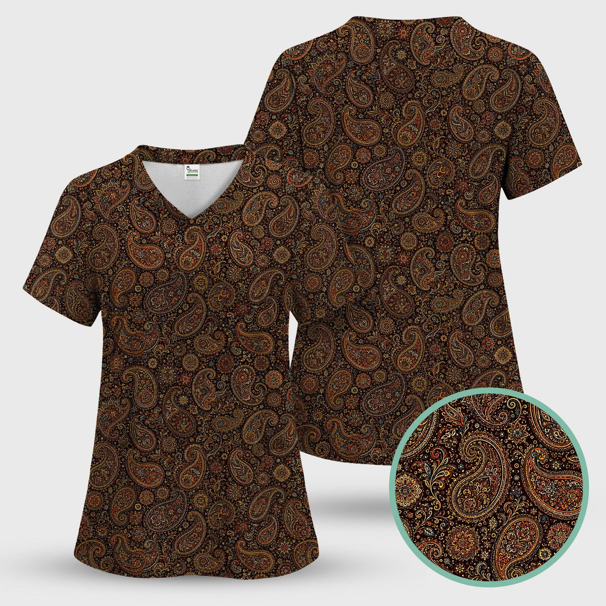 Vintage Ornate Paisley Nurse Scrub Set