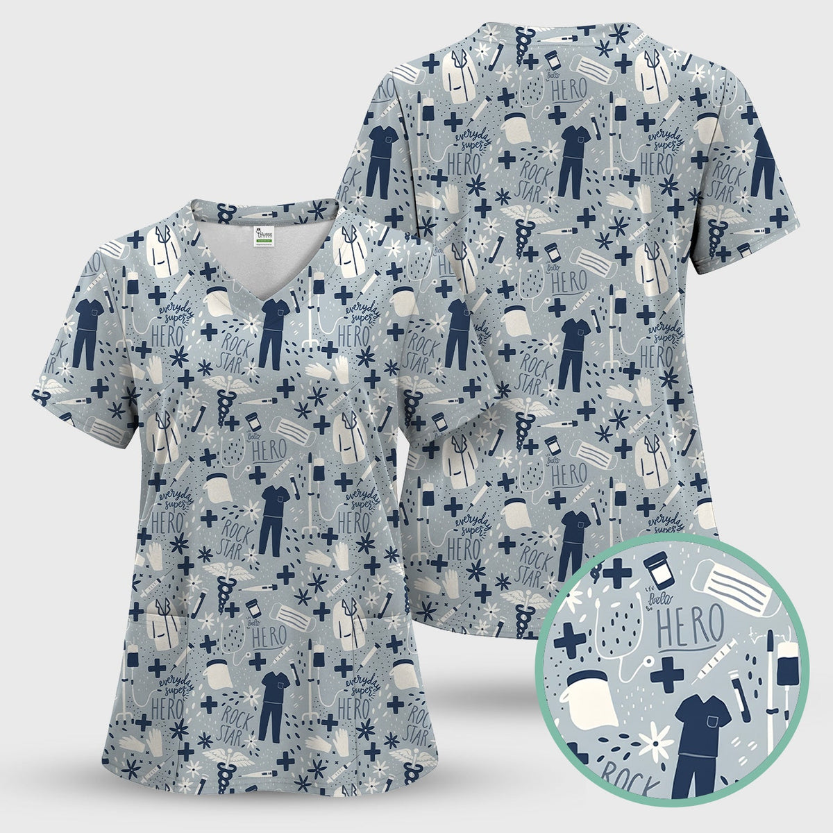 Healthcare Hero Medical Tools Nurse Scrub Top
