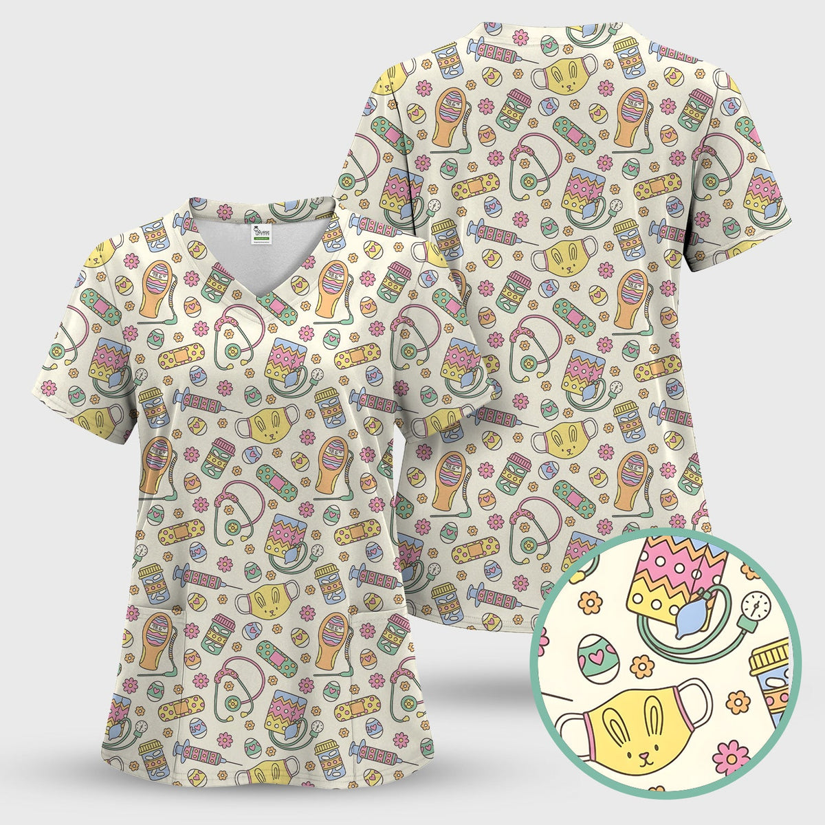 Nurse Bunny Scrub Top - Easter Gift