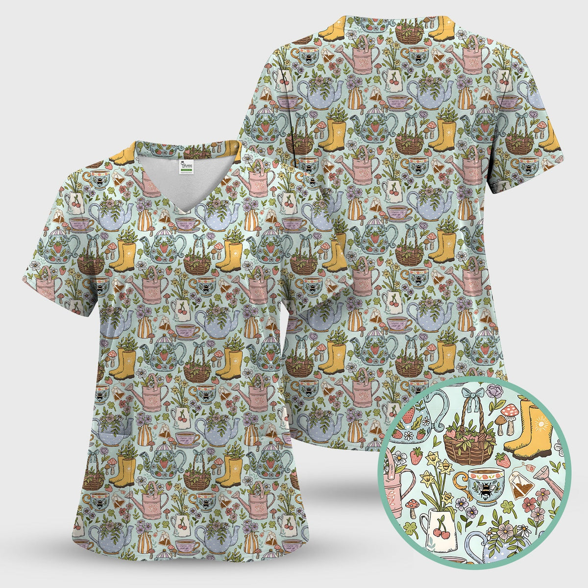 Garden Tea Party Floral Nurse Scrub Set