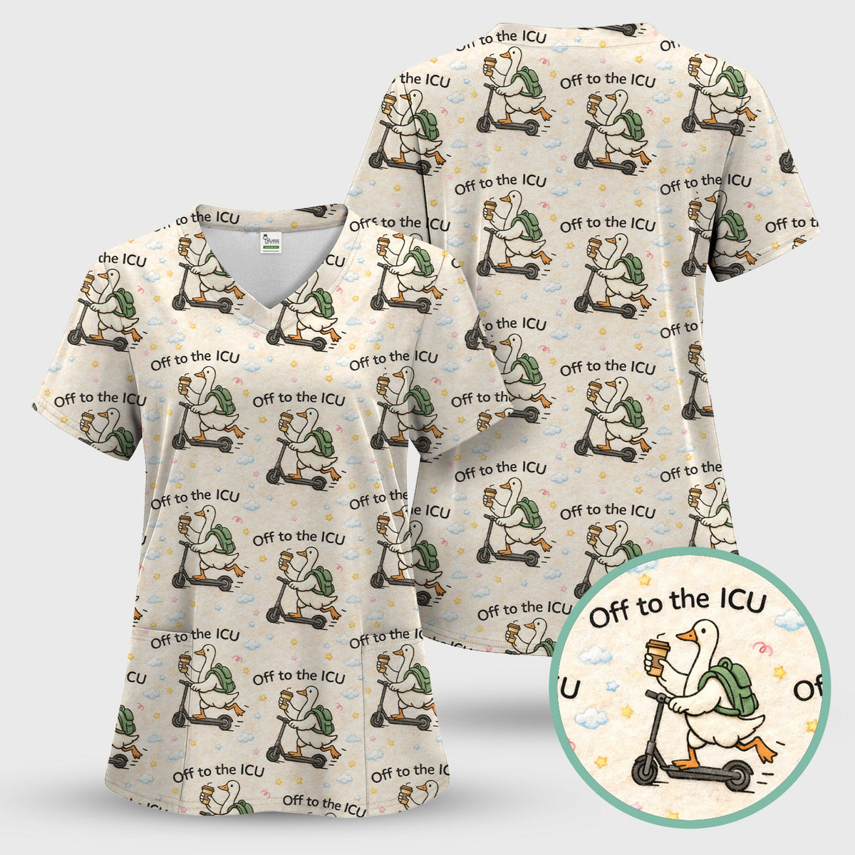 Goose Off To ICU Nurse Scrub Top